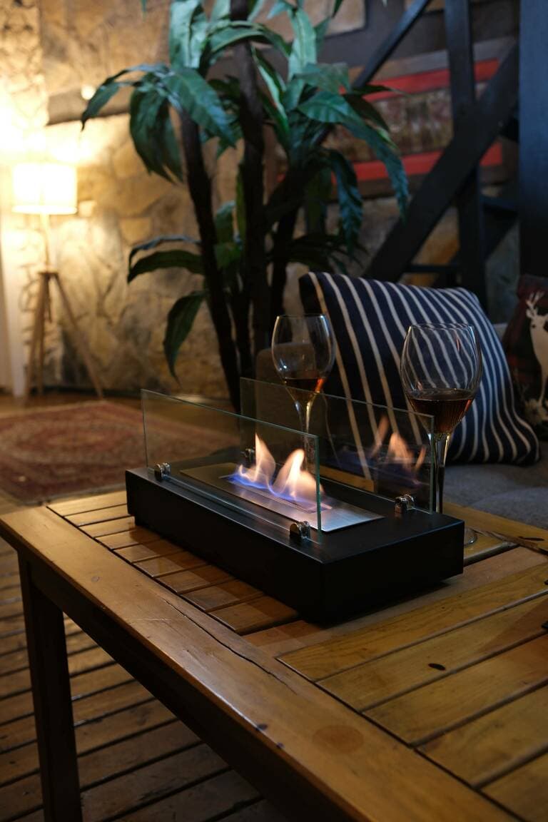 MEGA Lüx Dikdörtgen Masaüstü Şömine Siyah