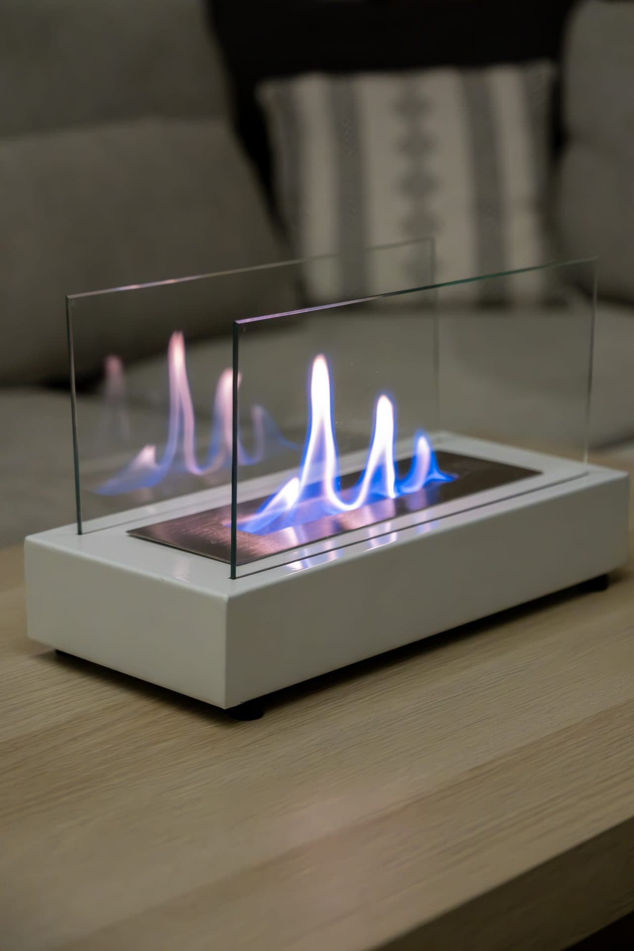 Lüx Dikdörtgen Masaüstü Şömine Beyaz