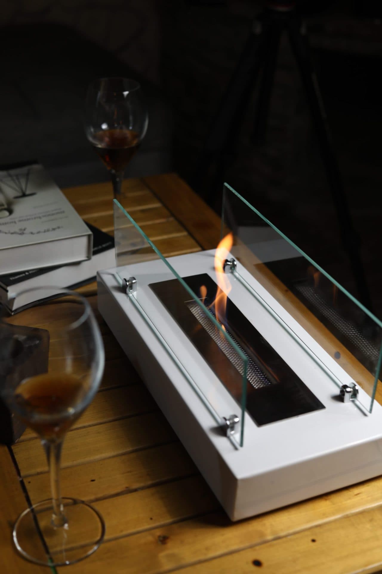 SSCONCEPT Lüx Dikdörtgen Masaüstü Şömine Beyaz