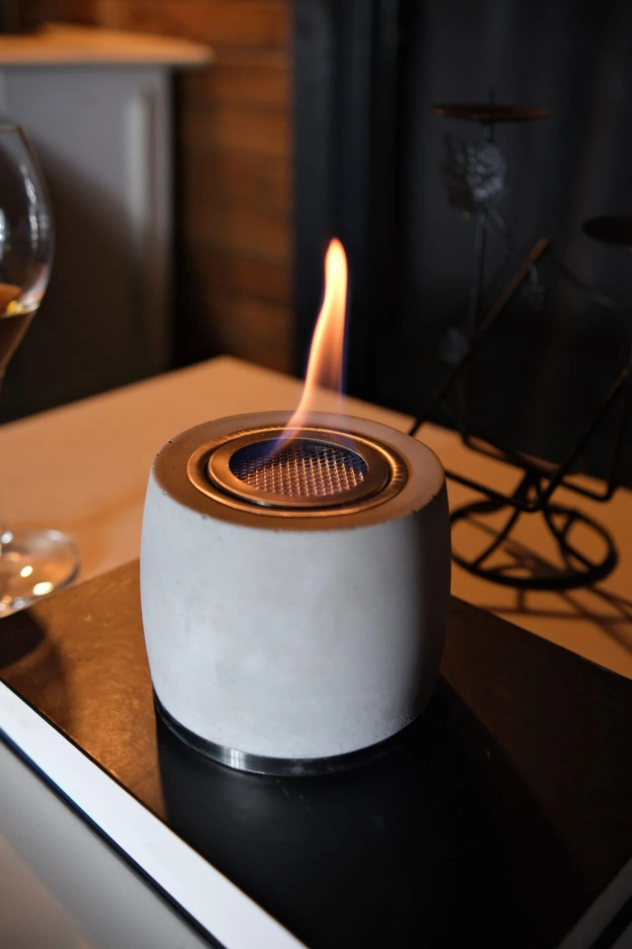 Modern Beton Bioethanol Mini Masaüstü Şömine Gri Bioethanol Bacasız Şömine Modelleri ve Fiyatları - SS Concept
