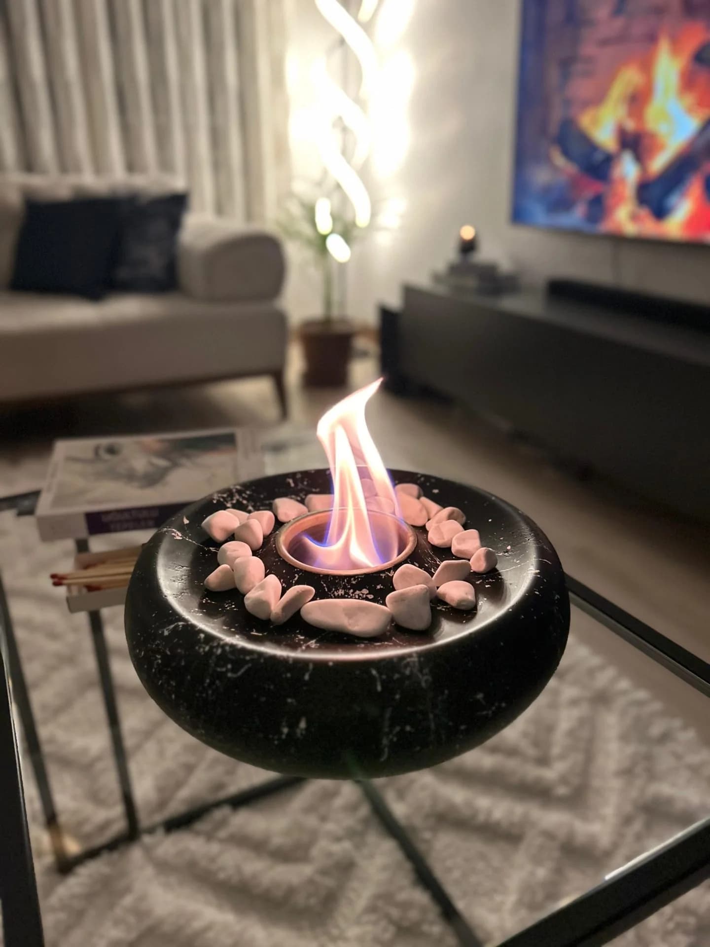 Masaüstü Beton Ateş Çukuru Şömine Siyah Bioethanol Bacasız Şömine Modelleri ve Fiyatları - SS Concept