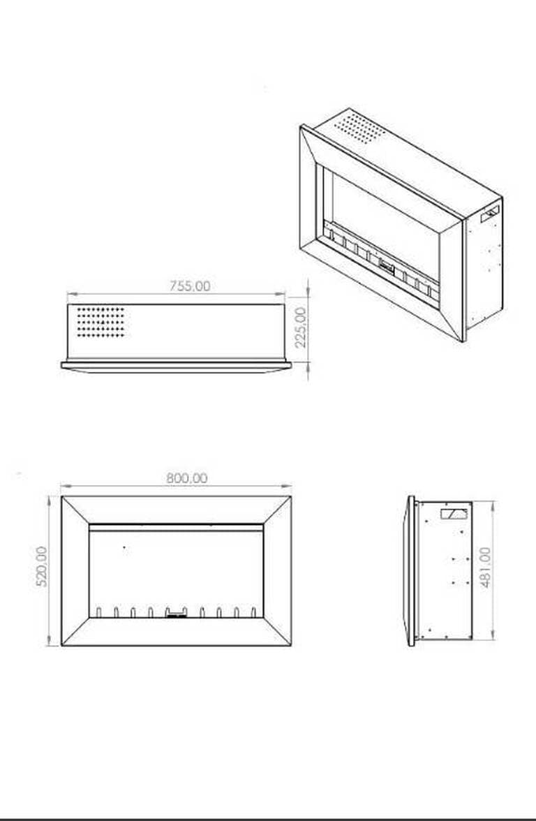 Elektrikli Şömine, Isıtıcılı ve RGB renkli 80 cm ( Isıtmalı ) Bioethanol Bacasız Şömine Modelleri ve Fiyatları - SS Concept