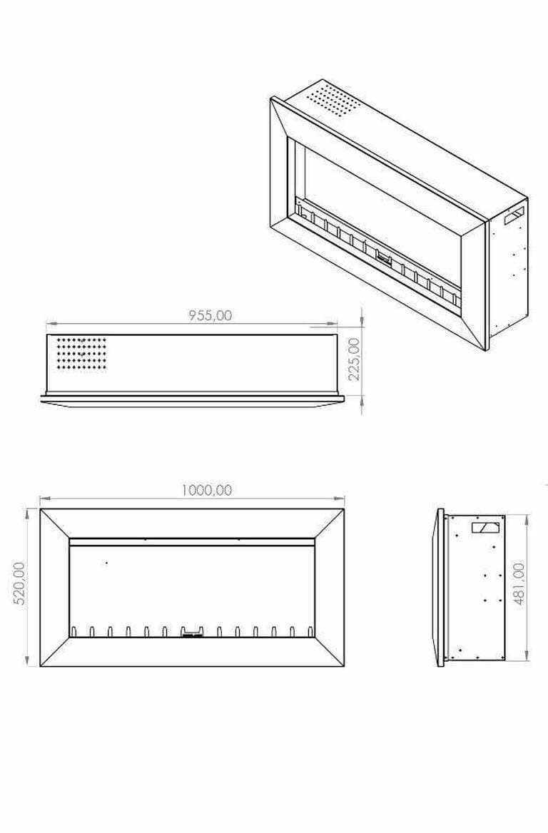 Elektrikli Şömine RGB renkli 100 cm ( Isıtmalı ) Bioethanol Bacasız Şömine Modelleri ve Fiyatları - SS Concept
