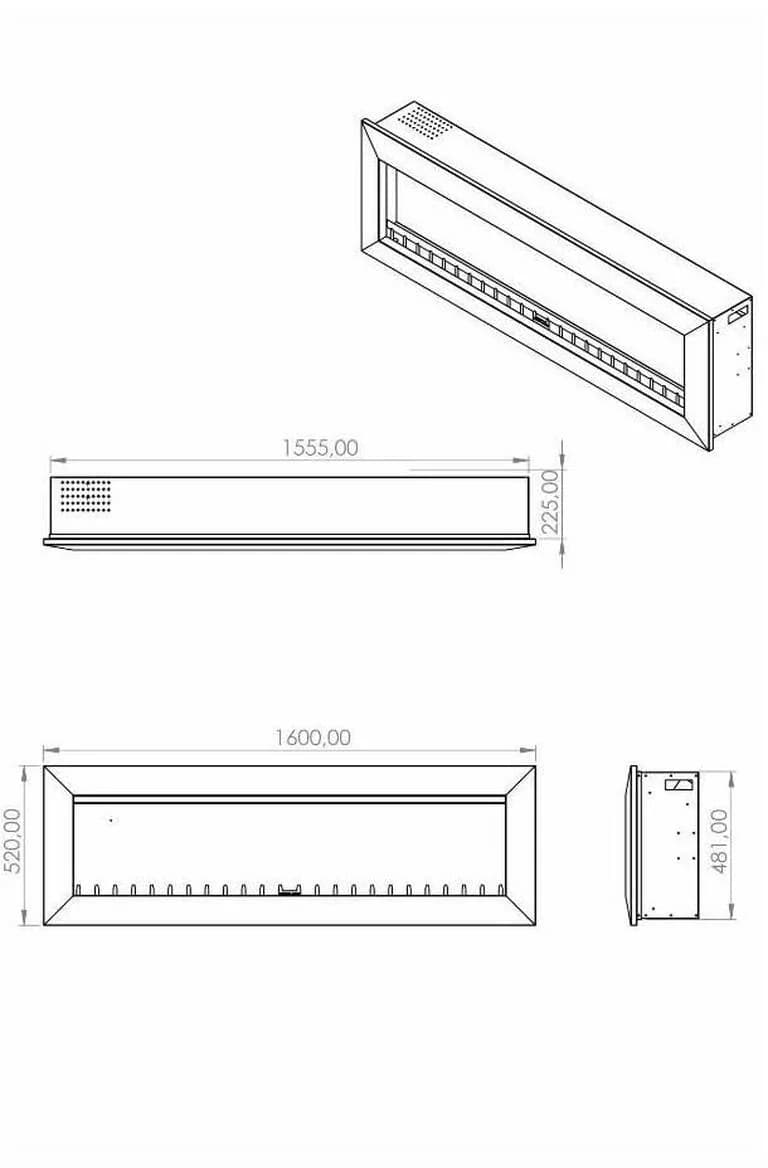 Elektrikli Şömine RGB renkli 160 cm ( Isıtmasız ) Bioethanol Bacasız Şömine Modelleri ve Fiyatları - SS Concept