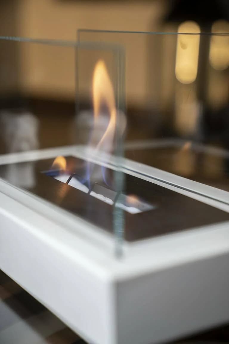 Lüx Dikdörtgen Masaüstü Şömine Beyaz Bioethanol Bacasız Şömine - SS Concept