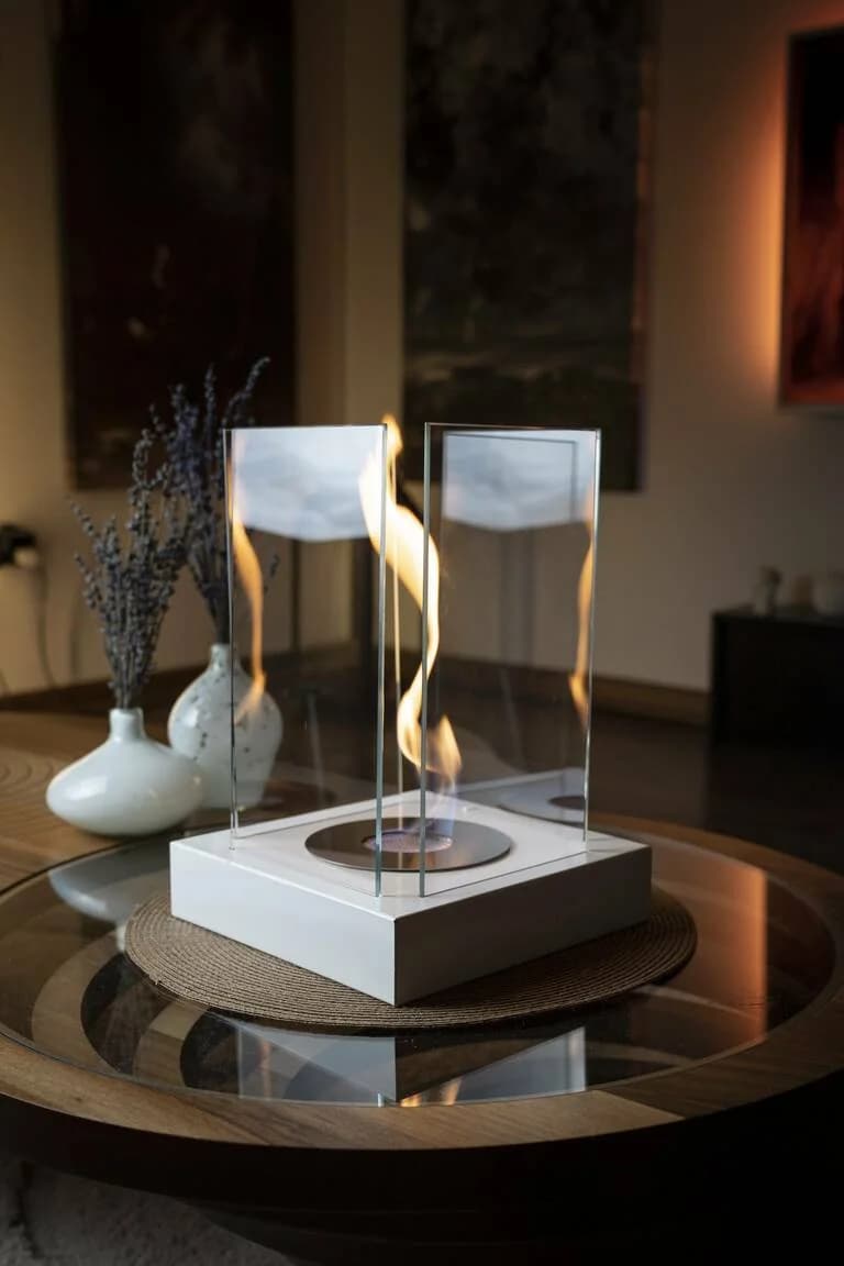 Masa Üstü Kare Şömine Beyaz Bioethanol Bacasız Şömine Modelleri ve Fiyatları - SS Concept