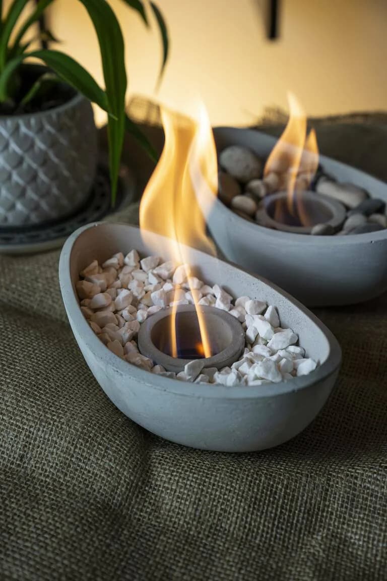 Beyaz Taşlı Modern Masaüstü Beton Şömine Beyaz Bioethanol Bacasız Şömine Modelleri ve Fiyatları - SS Concept