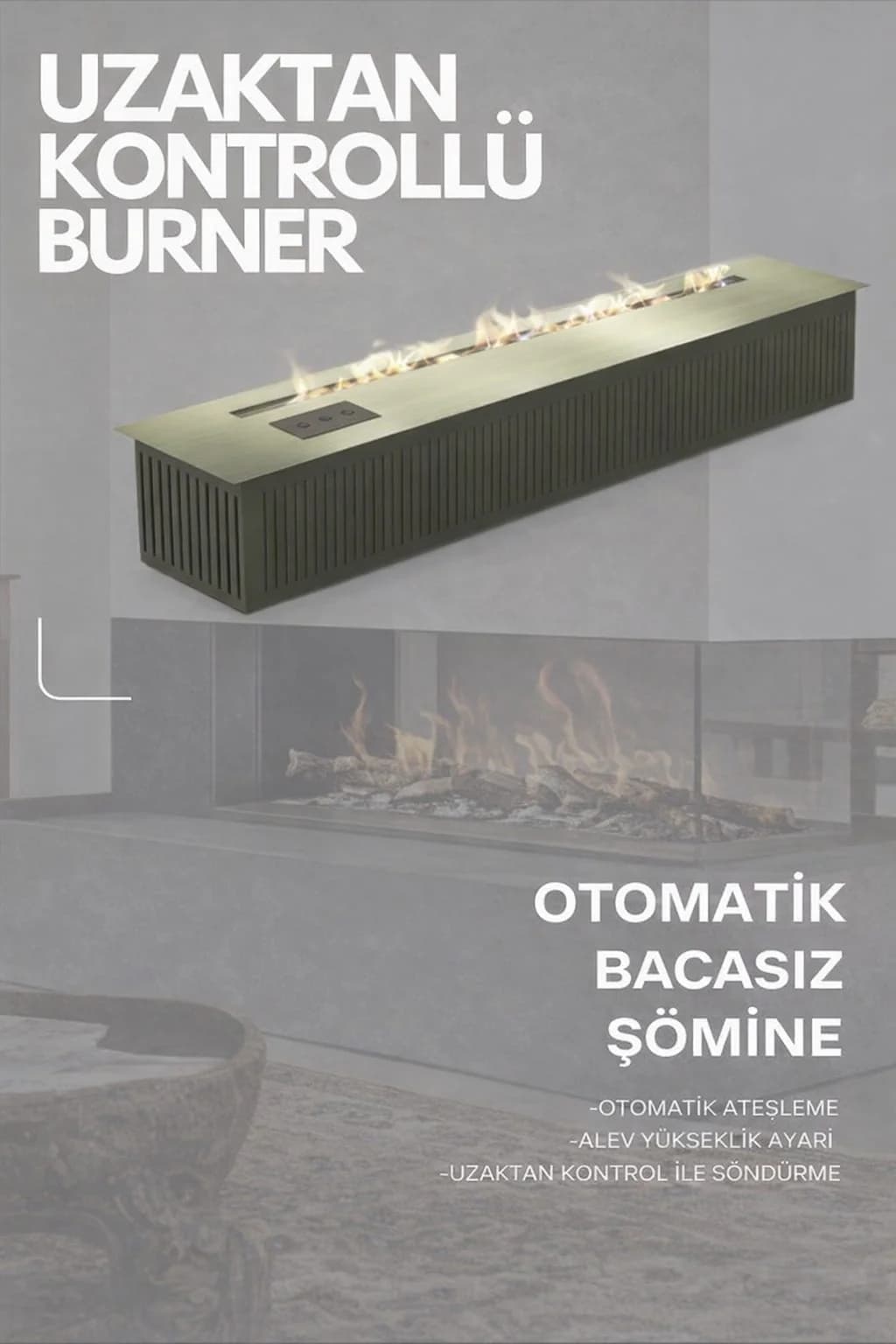 Uzaktan Kontrollü 60 Cm Bioethanol Burner Şömine