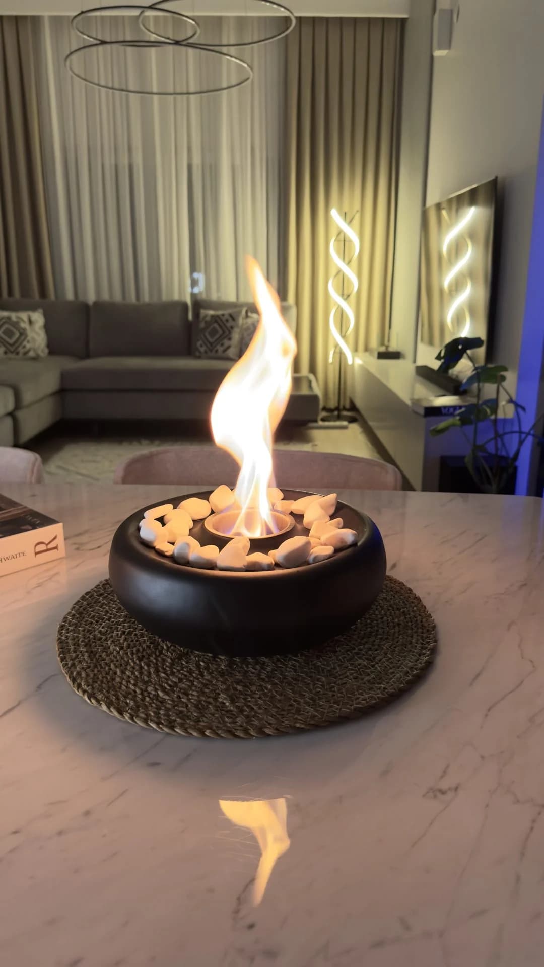 Masaüstü Beton Ateş Çukuru Şömine Siyah Düz Bioethanol Bacasız Şömine Modelleri ve Fiyatları - SS Concept