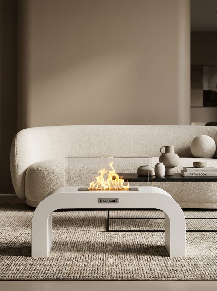 ArcFlame Taşınabilir Şömine (Beyaz) Bioethanol Bacasız Şömine Modelleri ve Fiyatları - SS Concept