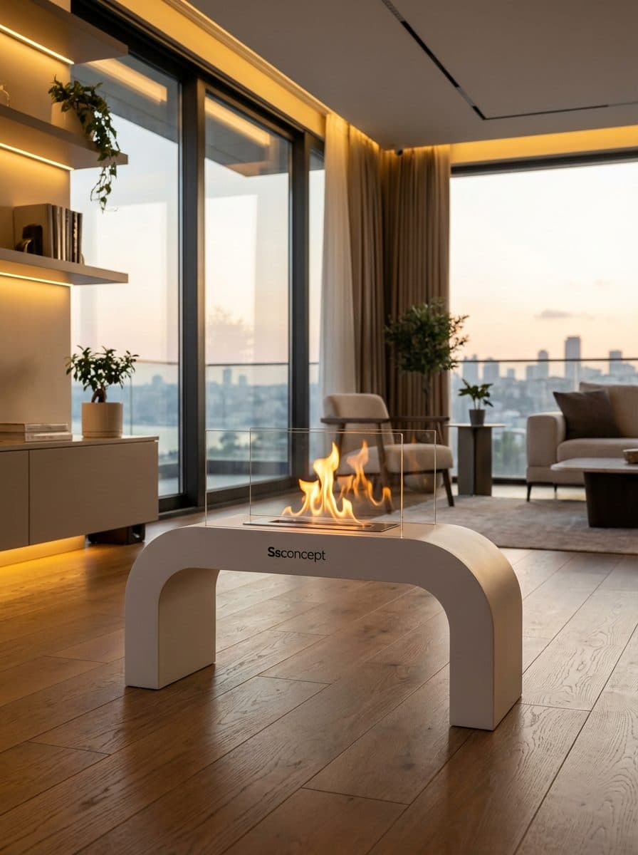 ArcFlame Taşınabilir Şömine (Beyaz) Bioethanol Bacasız Şömine Modelleri ve Fiyatları - SS Concept