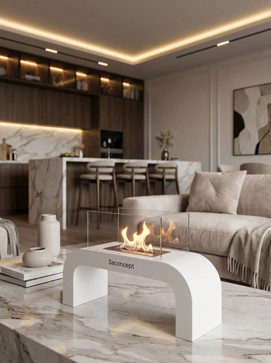 ArcFlame Taşınabilir Şömine (Beyaz) Bioethanol Bacasız Şömine Modelleri ve Fiyatları - SS Concept