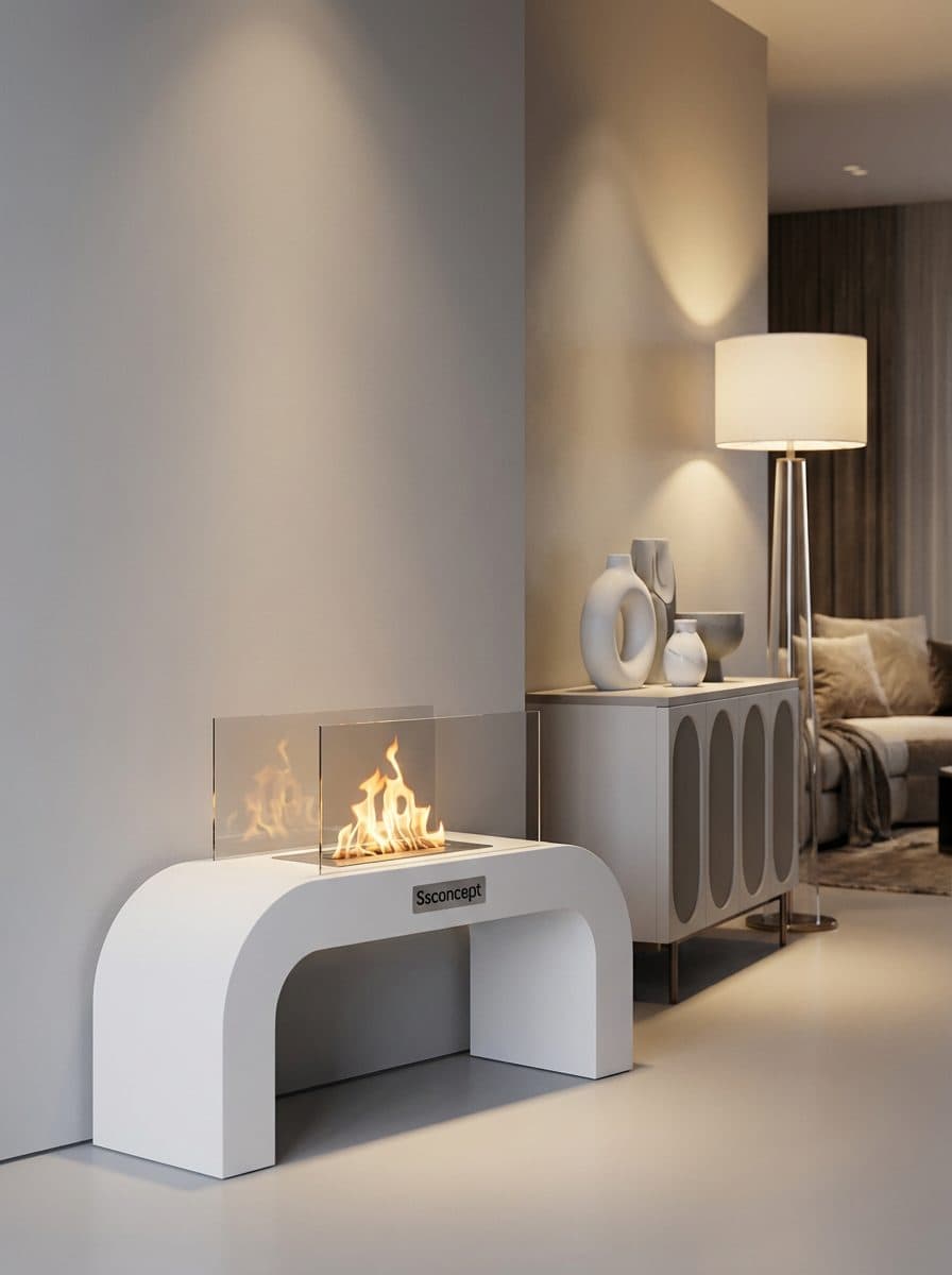 ArcFlame Taşınabilir Şömine (Beyaz) Bioethanol Bacasız Şömine Modelleri ve Fiyatları - SS Concept