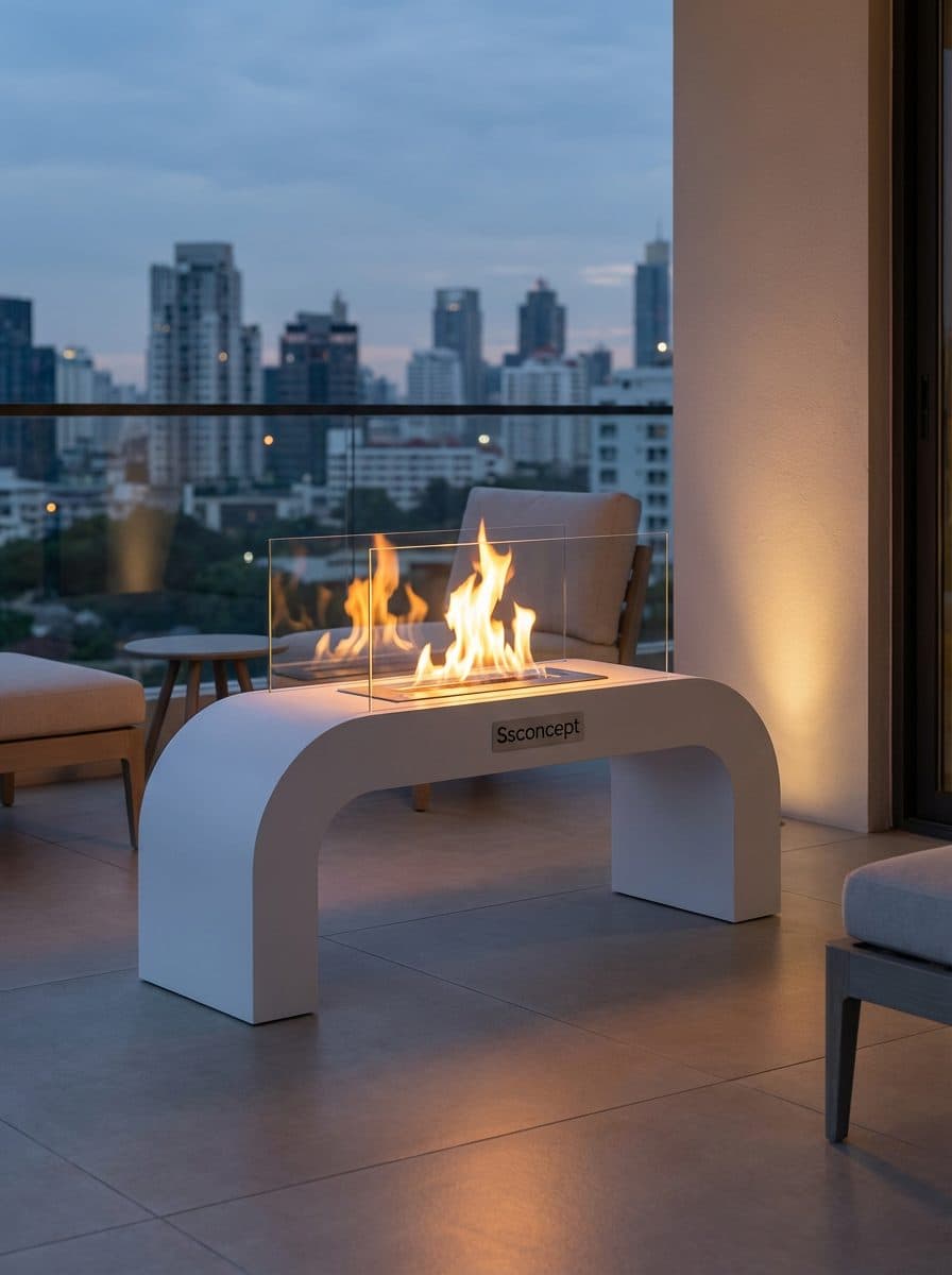 ArcFlame Taşınabilir Şömine (Beyaz) Bioethanol Bacasız Şömine Modelleri ve Fiyatları - SS Concept