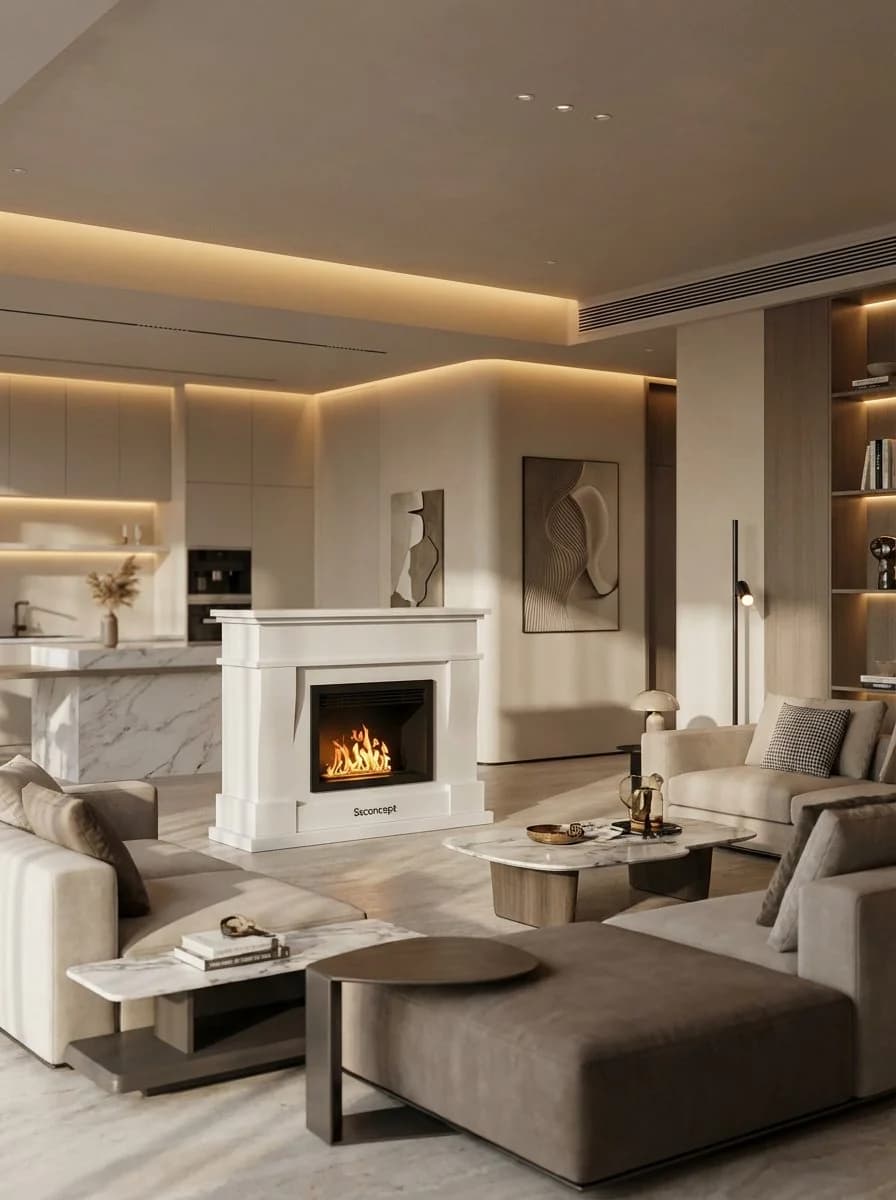 ComfortFire Taşınabilir Şömine (Beyaz) Bioethanol Bacasız Şömine Modelleri ve Fiyatları - SS Concept