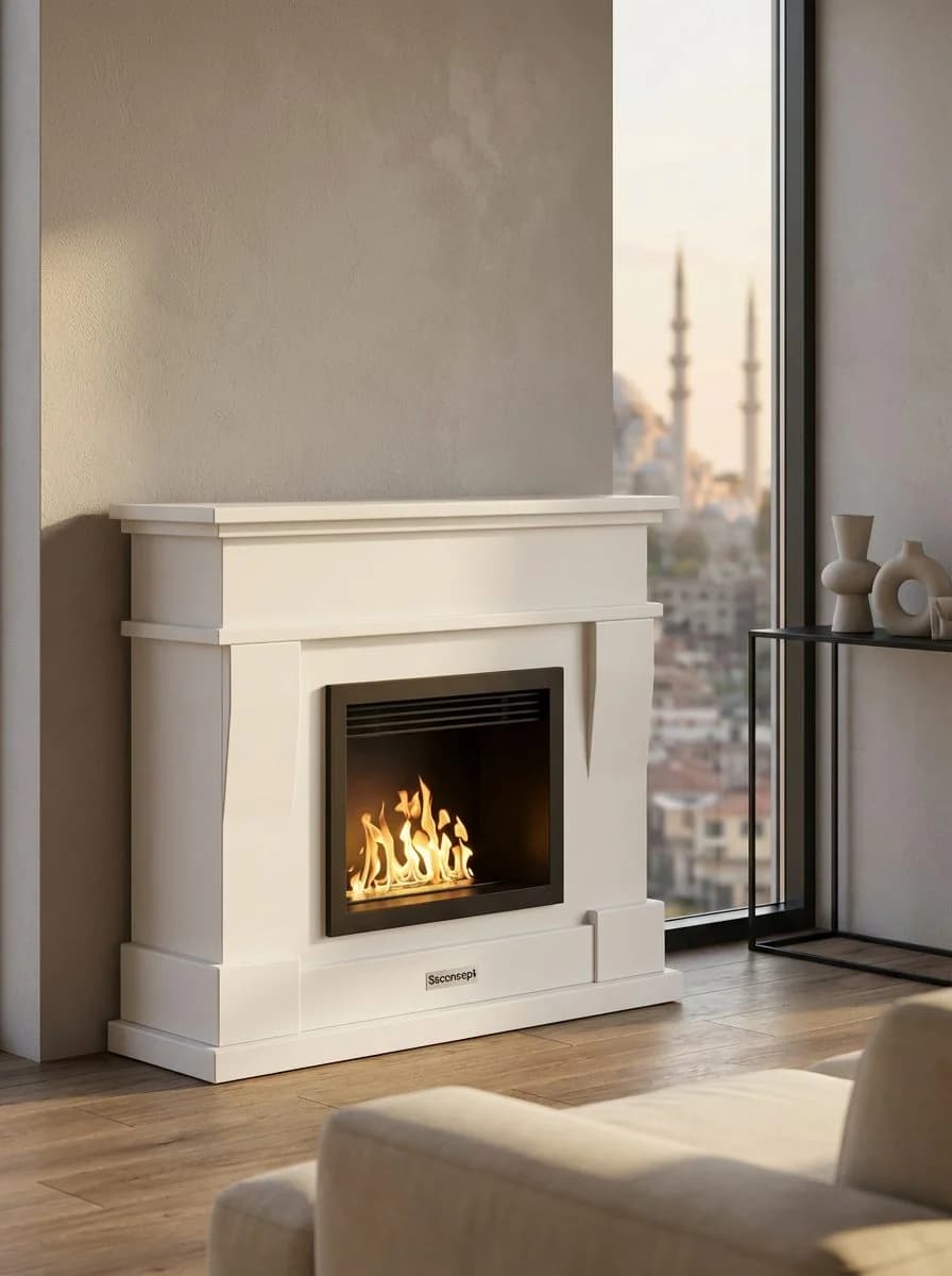 ComfortFire Taşınabilir Şömine (Beyaz) Bioethanol Bacasız Şömine Modelleri ve Fiyatları - SS Concept