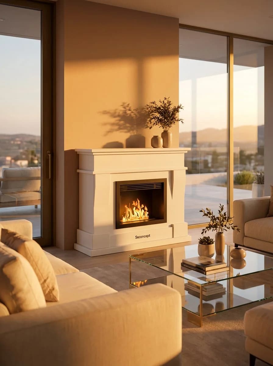 ComfortFire Taşınabilir Şömine (Beyaz) Bioethanol Bacasız Şömine Modelleri ve Fiyatları - SS Concept