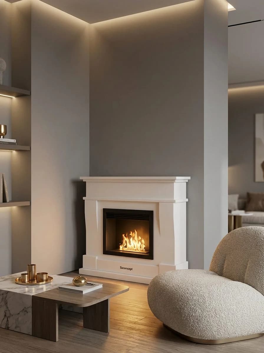 ComfortFire Taşınabilir Şömine (Beyaz) Bioethanol Bacasız Şömine Modelleri ve Fiyatları - SS Concept