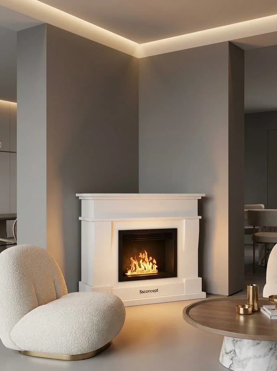 ComfortFire Taşınabilir Şömine (Beyaz) Bioethanol Bacasız Şömine Modelleri ve Fiyatları - SS Concept