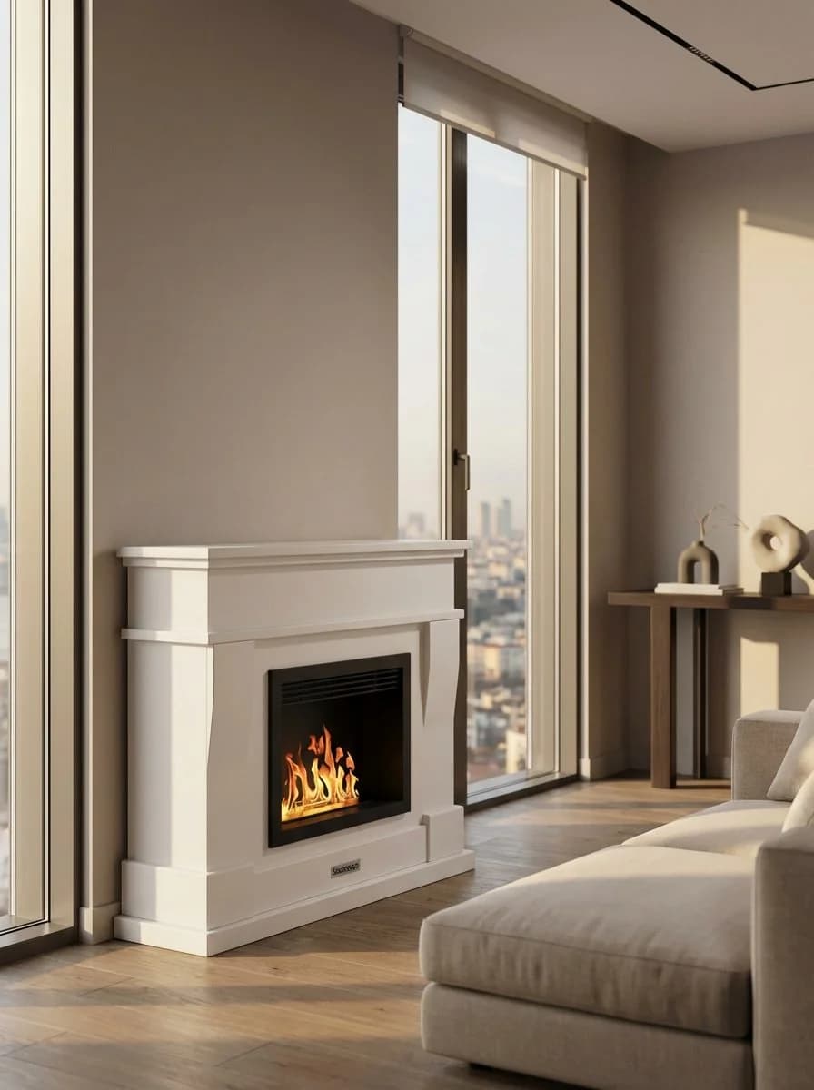 ComfortFire Taşınabilir Şömine (Beyaz) Bioethanol Bacasız Şömine Modelleri ve Fiyatları - SS Concept