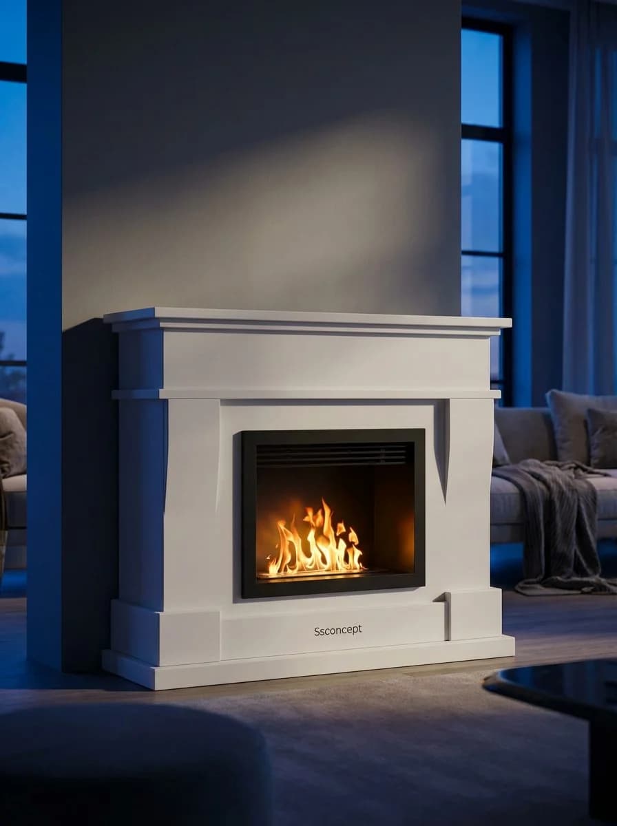 ComfortFire Taşınabilir Şömine (Beyaz) Bioethanol Bacasız Şömine Modelleri ve Fiyatları - SS Concept