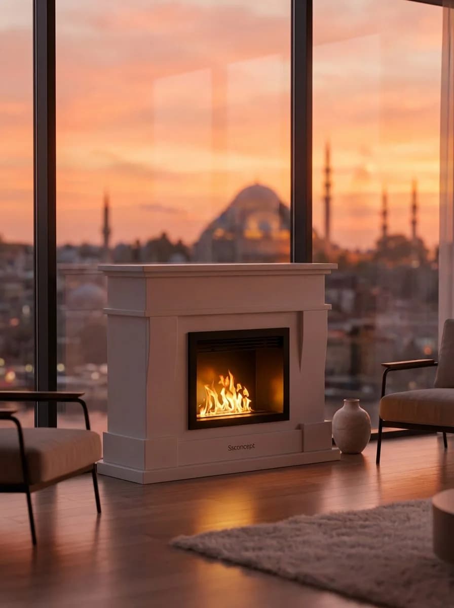 ComfortFire Taşınabilir Şömine (Beyaz) Bioethanol Bacasız Şömine Modelleri ve Fiyatları - SS Concept