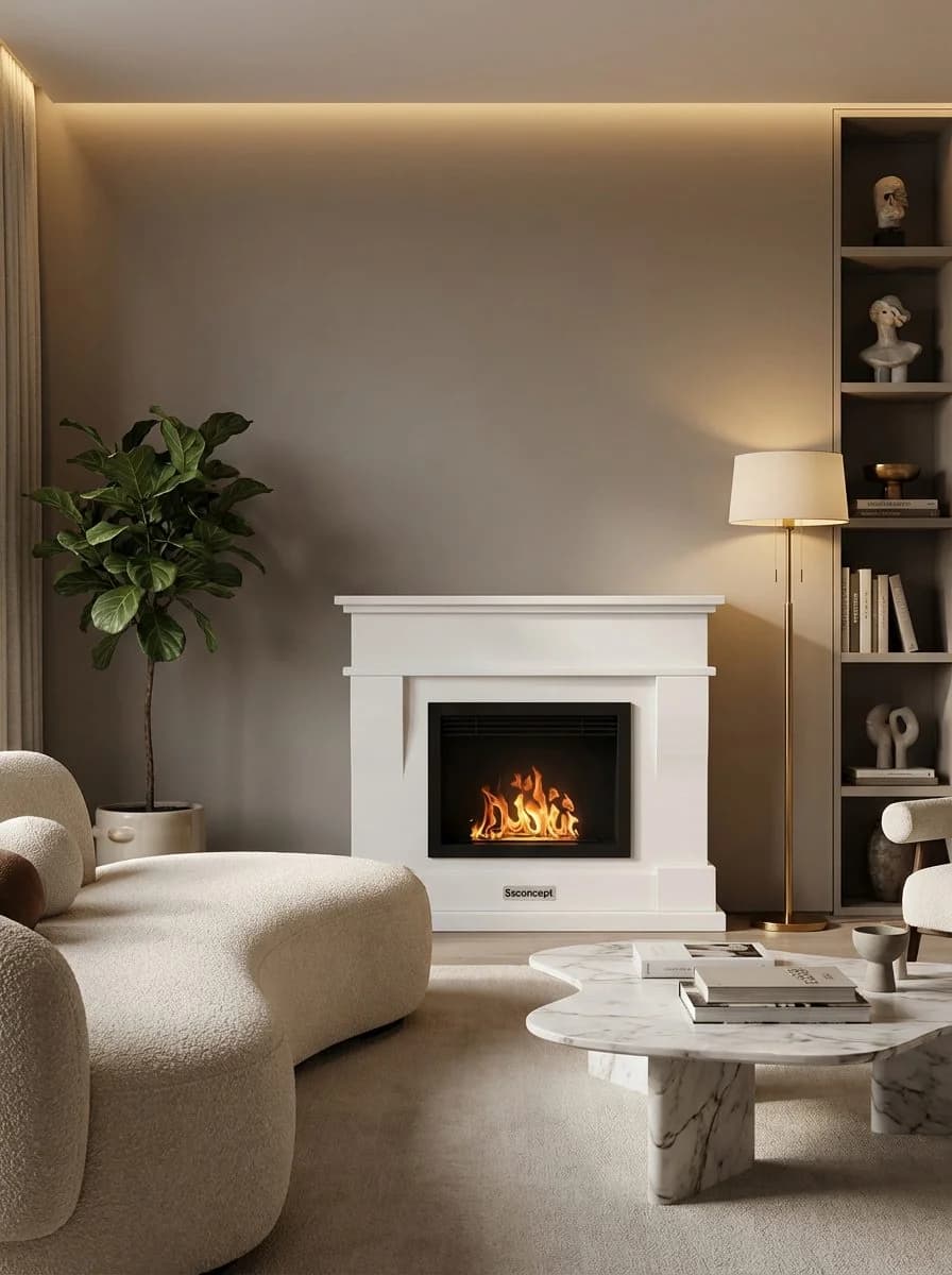 ComfortFire Taşınabilir Şömine (Beyaz) Bioethanol Bacasız Şömine Modelleri ve Fiyatları - SS Concept