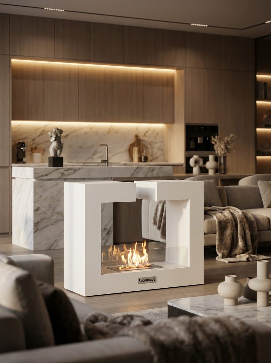 FrameFire Taşınabilir Şömine (Beyaz) Bioethanol Bacasız Şömine Modelleri ve Fiyatları - SS Concept