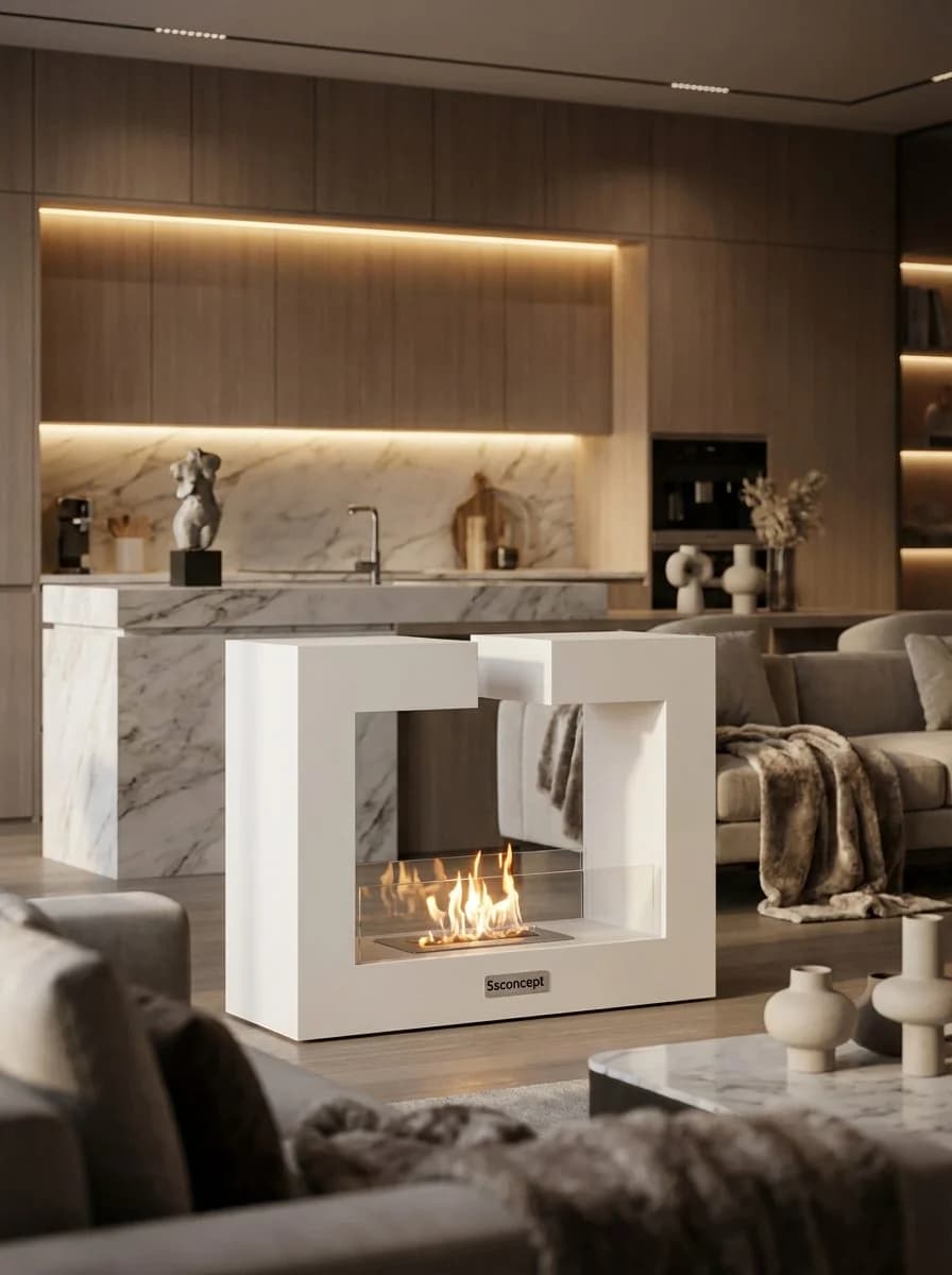 FrameFire Taşınabilir Şömine (Beyaz) Bioethanol Bacasız Şömine Modelleri ve Fiyatları - SS Concept