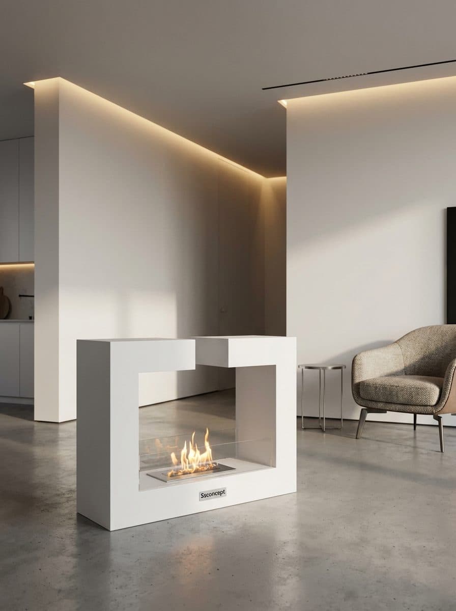 FrameFire Taşınabilir Şömine (Beyaz) Bioethanol Bacasız Şömine Modelleri ve Fiyatları - SS Concept