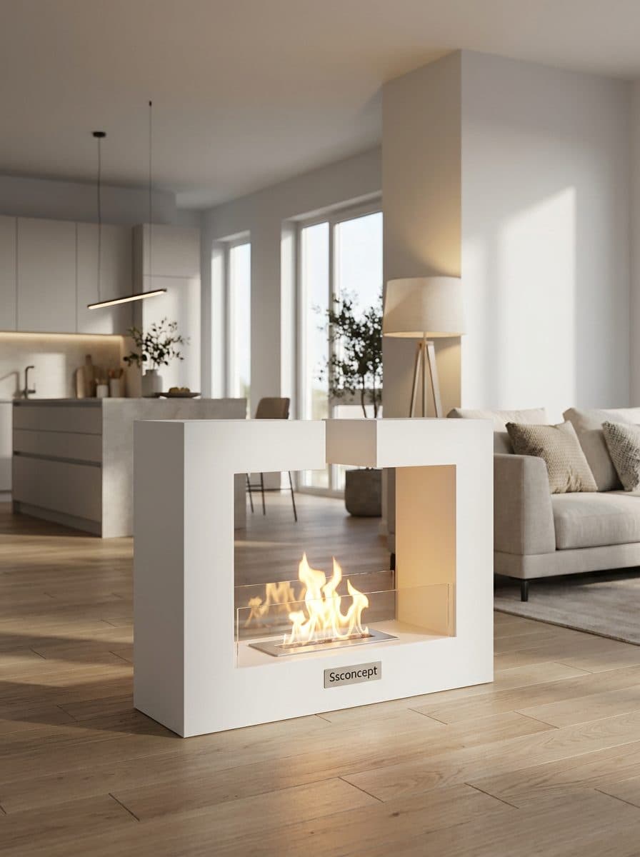 FrameFire Taşınabilir Şömine (Beyaz) Bioethanol Bacasız Şömine Modelleri ve Fiyatları - SS Concept