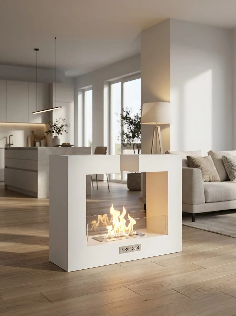 FrameFire Taşınabilir Şömine (Beyaz) Bioethanol Bacasız Şömine Modelleri ve Fiyatları - SS Concept