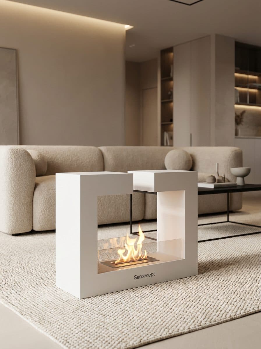 FrameFire Taşınabilir Şömine (Beyaz) Bioethanol Bacasız Şömine Modelleri ve Fiyatları - SS Concept