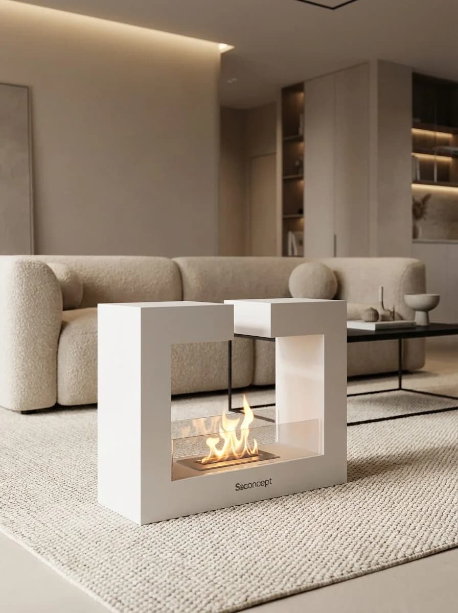 FrameFire Taşınabilir Şömine (Beyaz) Bioethanol Bacasız Şömine Modelleri ve Fiyatları - SS Concept