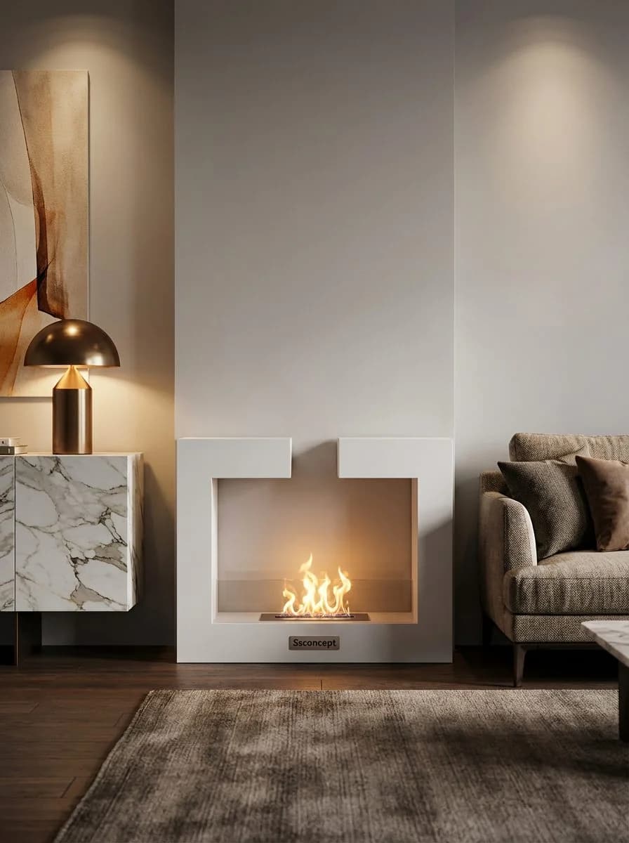 FrameFire Taşınabilir Şömine (Beyaz) Bioethanol Bacasız Şömine Modelleri ve Fiyatları - SS Concept