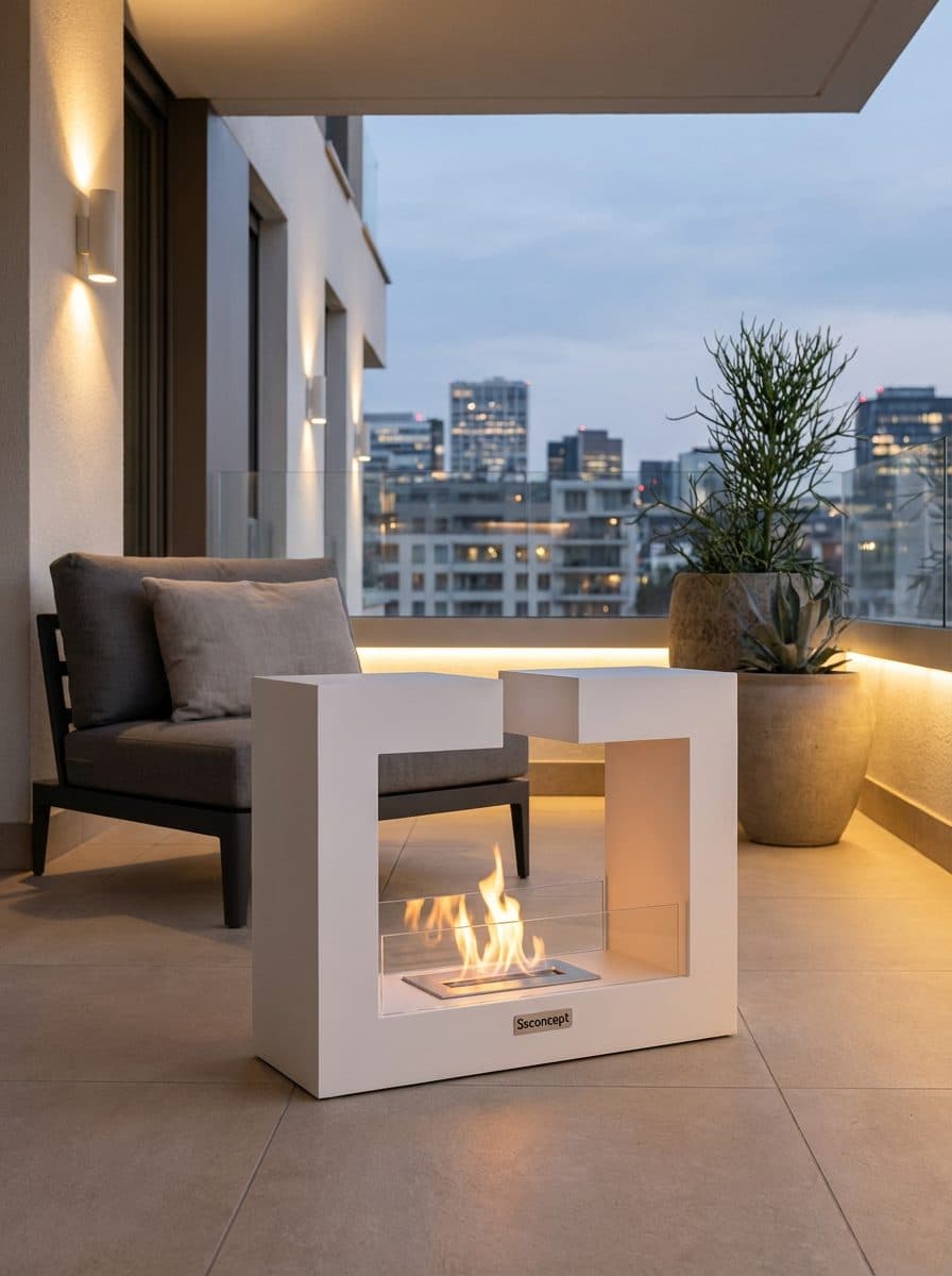 FrameFire Taşınabilir Şömine (Beyaz) Bioethanol Bacasız Şömine Modelleri ve Fiyatları - SS Concept