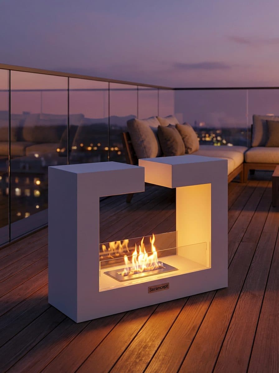 FrameFire Taşınabilir Şömine (Beyaz) Bioethanol Bacasız Şömine Modelleri ve Fiyatları - SS Concept