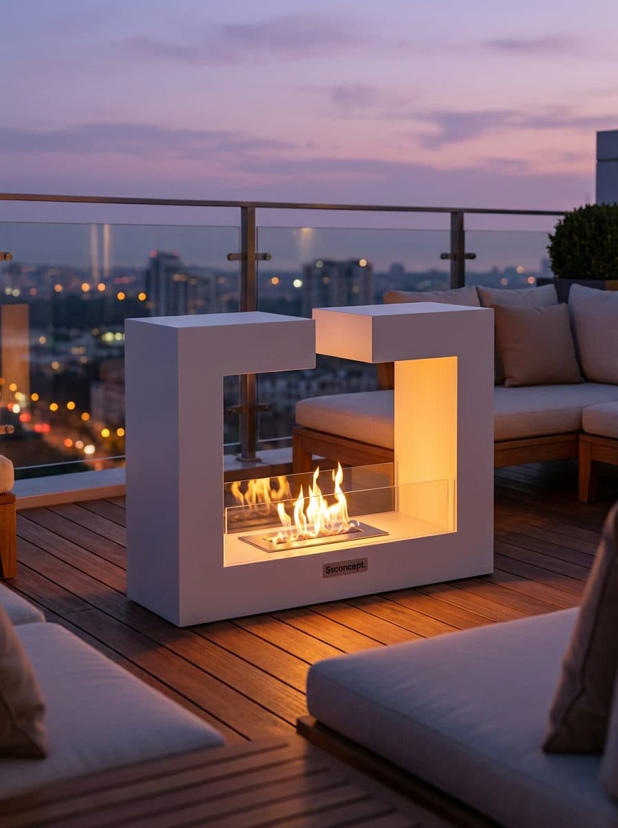 F rameFire Taşınabilir Şömine (Beyaz) Bioethanol Bacasız Şömine Modelleri ve Fiyatları - SS Concept