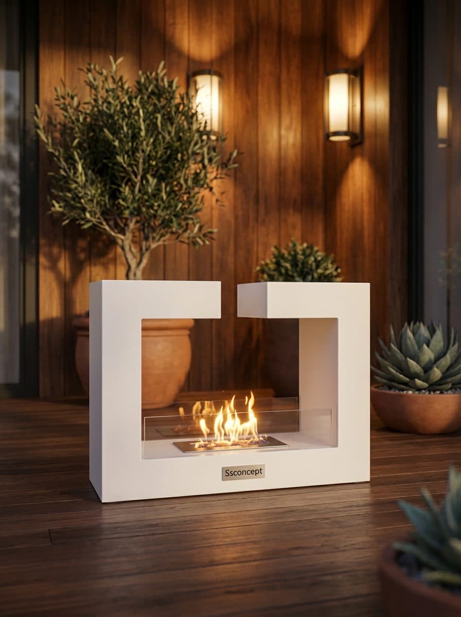 FrameFire Taşınabilir Şömine (Beyaz) Bioethanol Bacasız Şömine Modelleri ve Fiyatları - SS Concept