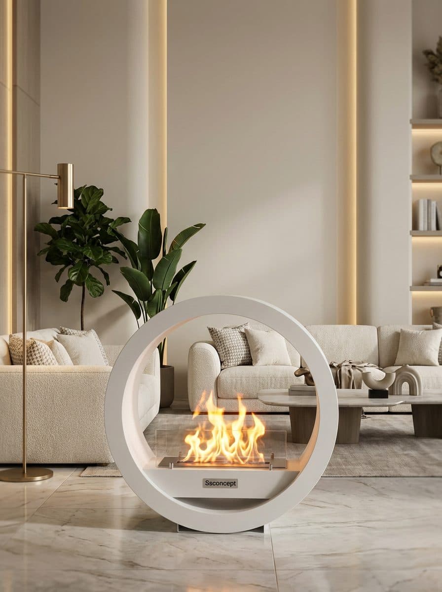 LunaFire Taşınabilir Şömine (Beyaz) Bioethanol Bacasız Şömine Modelleri ve Fiyatları - SS Concept