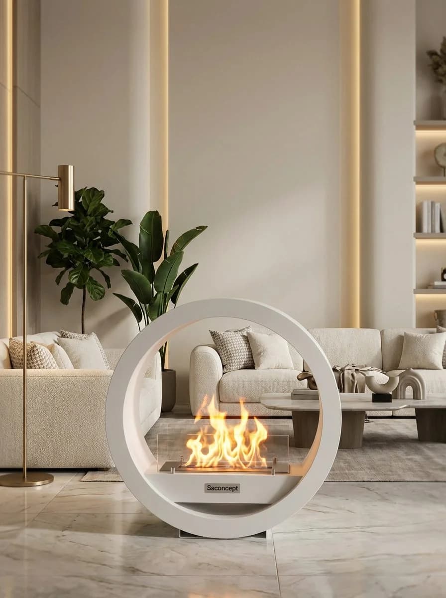 LunaFire Taşınabilir Şömine (Beyaz) Bioethanol Bacasız Şömine Modelleri ve Fiyatları - SS Concept