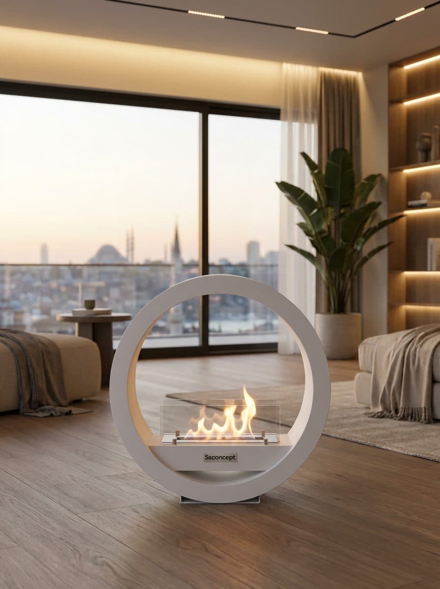 LunaFire Taşınabilir Şömine (Beyaz) Bioethanol Bacasız Şömine Modelleri ve Fiyatları - SS Concept