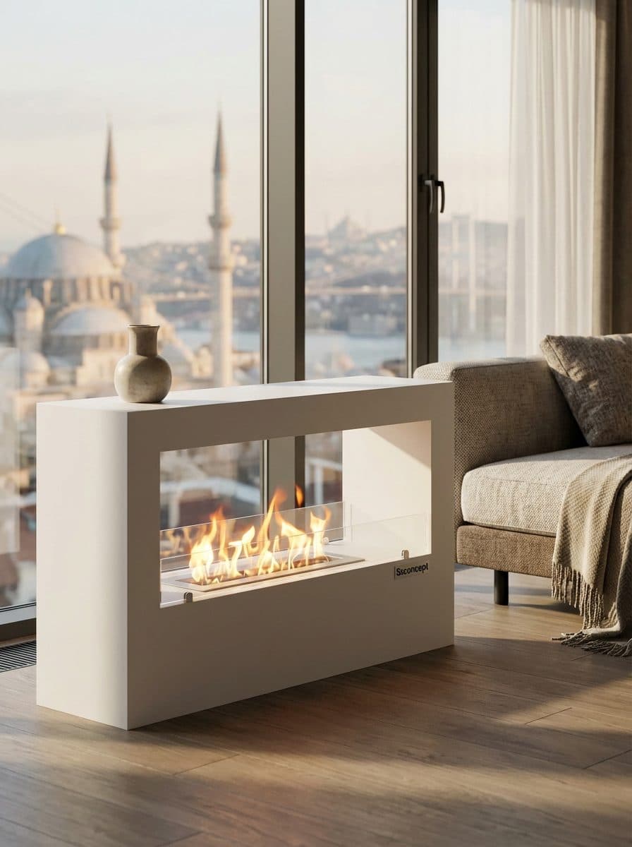 VistaFire Taşınabilir Şömine (Beyaz) Bioethanol Bacasız Şömine Modelleri ve Fiyatları - SS Concept