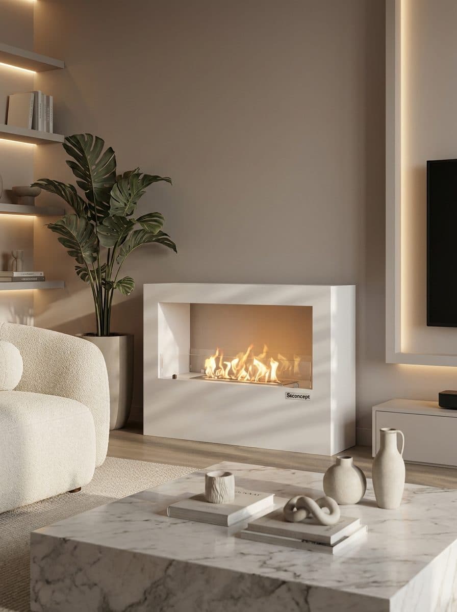 VistaFire Taşınabilir Şömine (Beyaz) Bioethanol Bacasız Şömine Modelleri ve Fiyatları - SS Concept