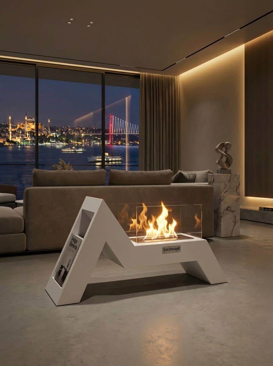 AngelFire Taşınabilir Şömine (Beyaz) Bioethanol Bacasız Şömine Modelleri ve Fiyatları - SS Concept