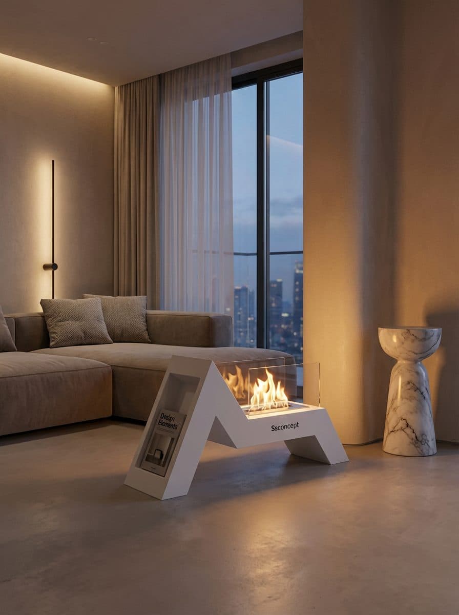 AngelFire Taşınabilir Şömine (Beyaz) Bioethanol Bacasız Şömine Modelleri ve Fiyatları - SS Concept