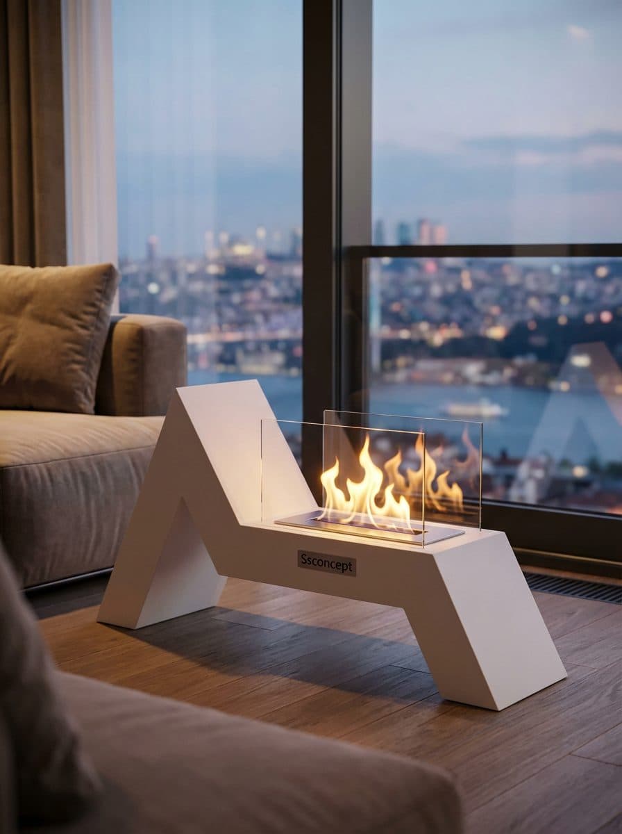 AngelFire Taşınabilir Şömine (Beyaz) Bioethanol Bacasız Şömine Modelleri ve Fiyatları - SS Concept