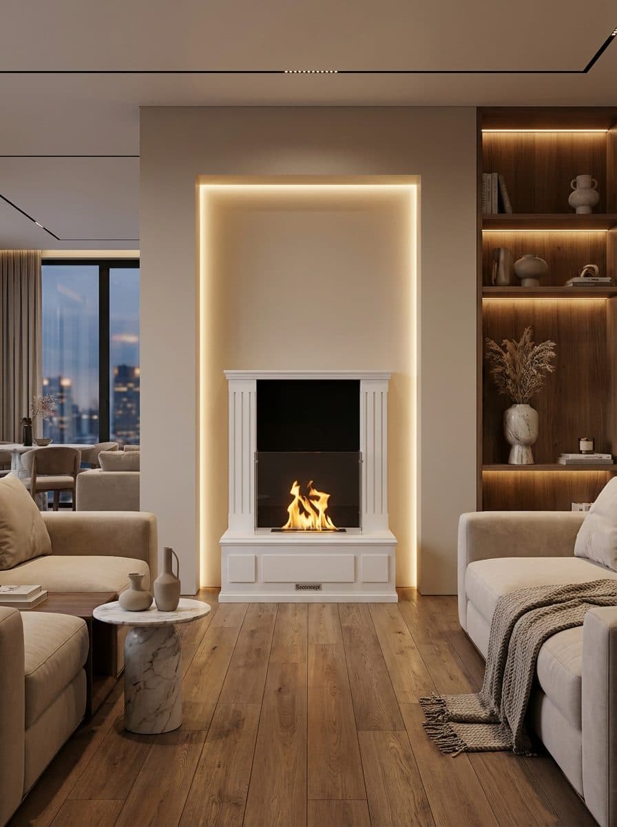 FrameFire Taşınabilir Şömine (Beyaz)