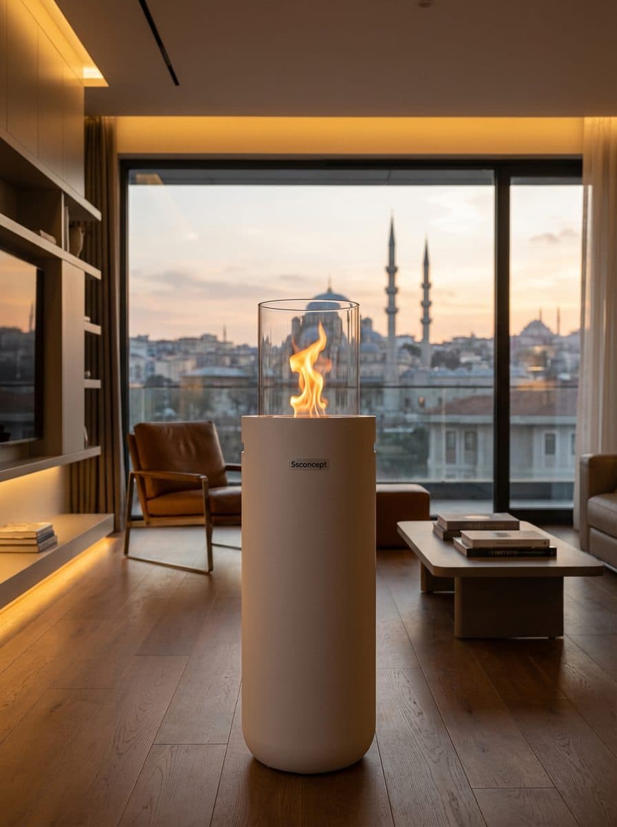 Torch A2 Taşınabilir Şömine (Beyaz) Bioethanol Bacasız Şömine Modelleri ve Fiyatları - SS Concept