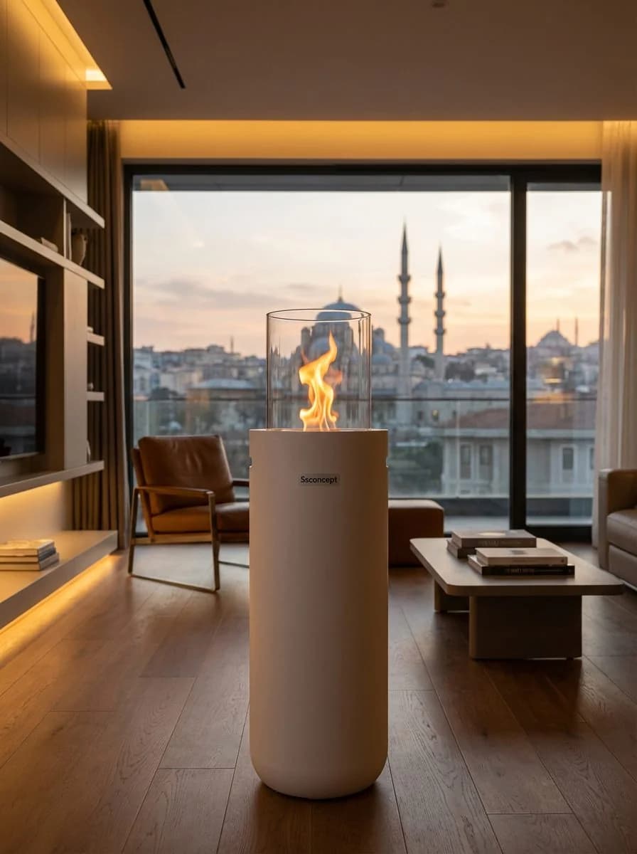 Torch A2 Taşınabilir Şömine (Beyaz) Bioethanol Bacasız Şömine Modelleri ve Fiyatları - SS Concept